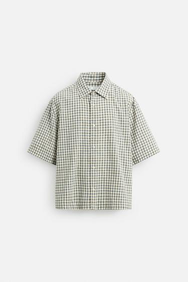 CAMISA BOXY FIT CUADROS - Azul de Zara