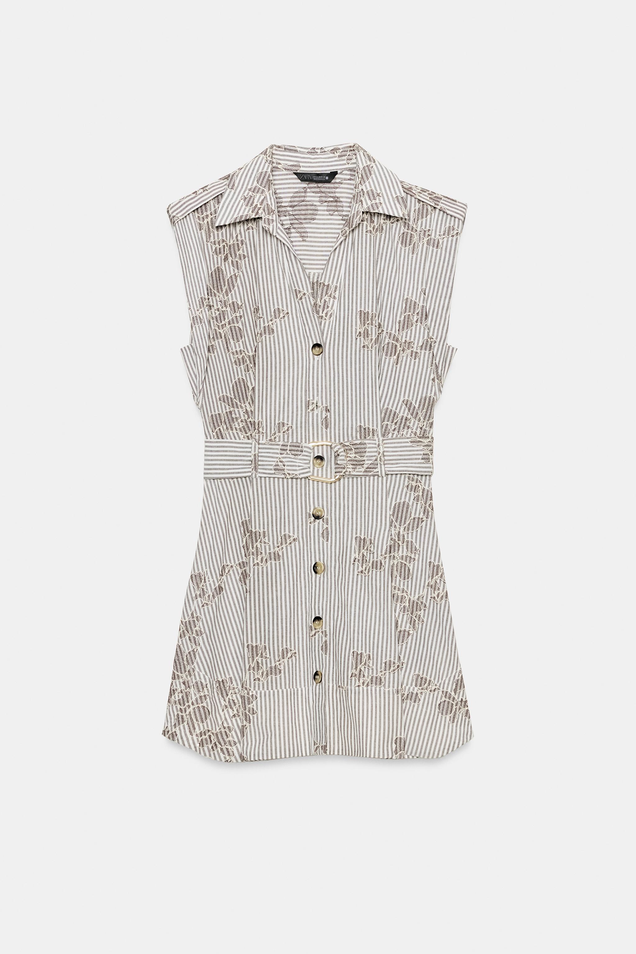 EMBROIDERED SEQUIN BELTED DRESS