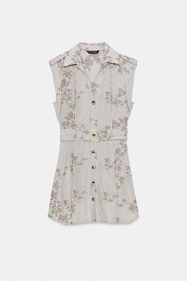 ROBE BRODERIES PAILLETTES CEINTURE - Marron / Écru de Zara - Image 7