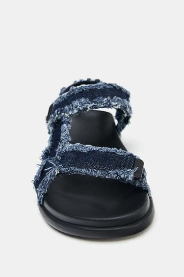 SANDALES PLATEFORMES EN DENIM - Bleu jean de Zara - Image 6