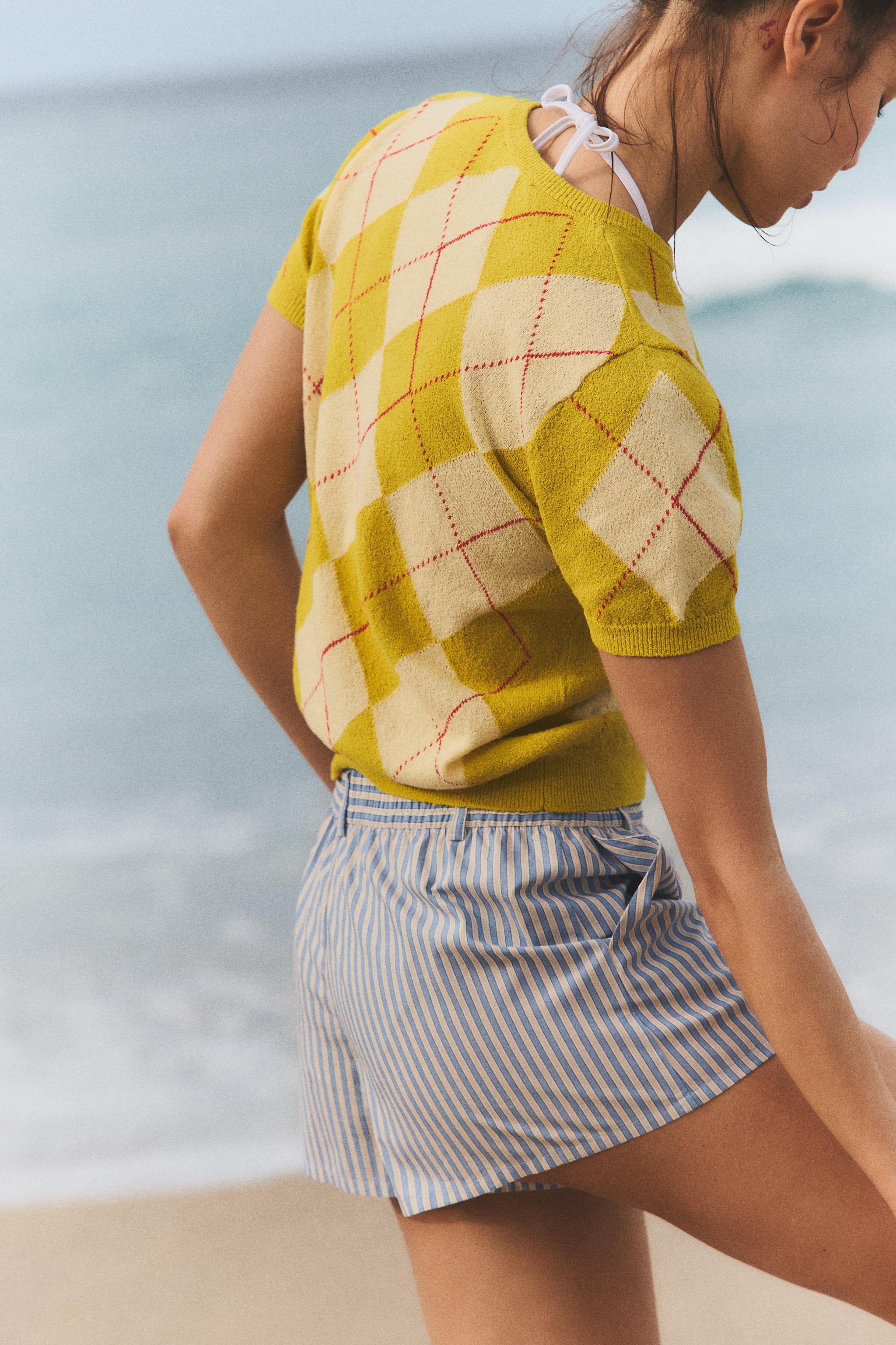 ARGYLE KNIT TOP - Lime green | ZARA United States