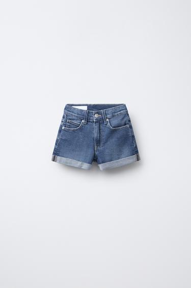 BERMUDA EN JEAN STRETCH - Bleu de Zara