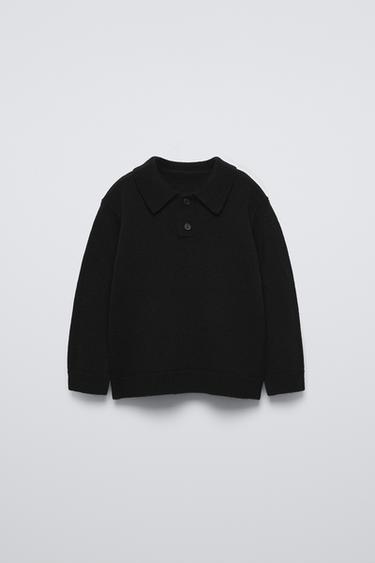 100% WOOL POLO JUMPER - Black by Zara