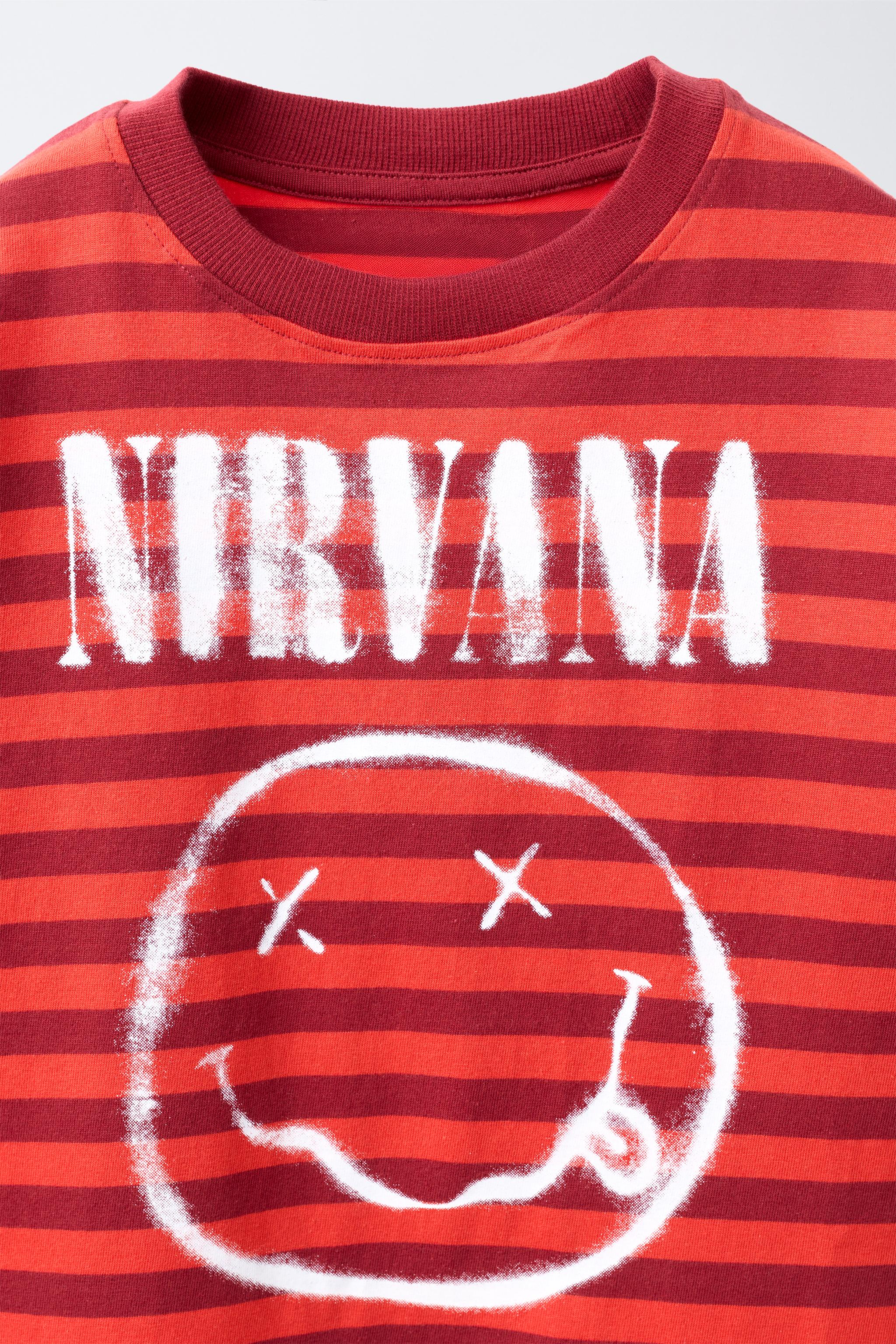 Детские футболки Zara NIRVANA ® PRINT STRIPED T-SHIRT — фото 3