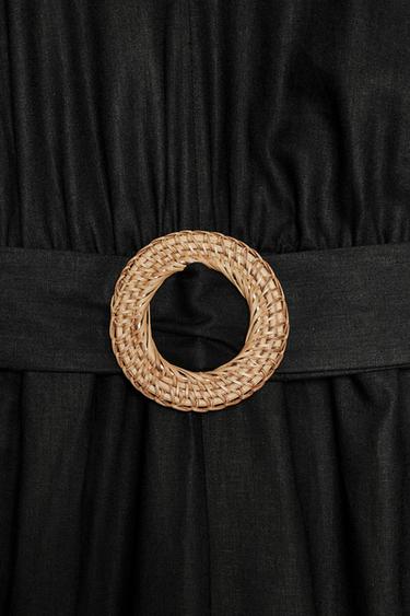 COMBINAISON LONGUE CEINTURE AVEC LIN - Noir de Zara - Image 9