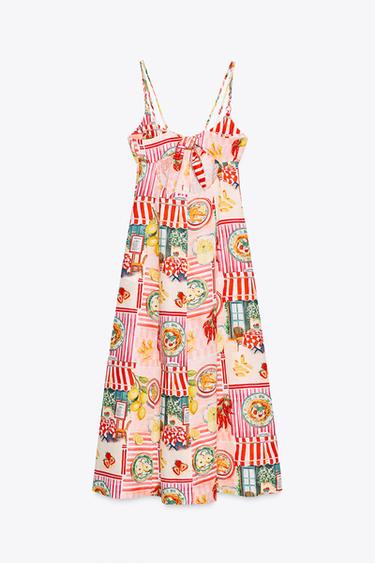 ROBE MIDI IMPRIMÉE PATCHWORK AVEC LIN - Multicolore de Zara - Image 7