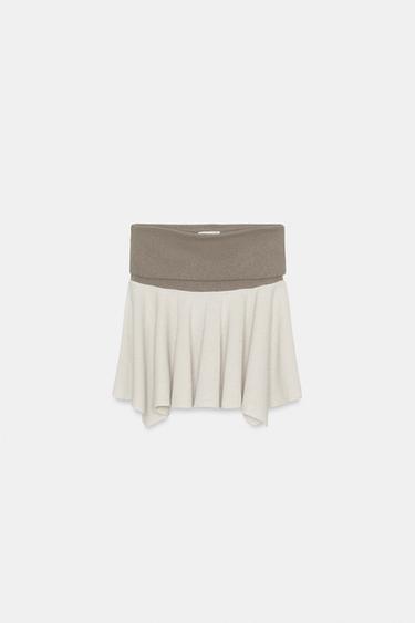CONTRAST RUSTIC MINI SKIRT - Ecru / Beige by Zara - Image 4