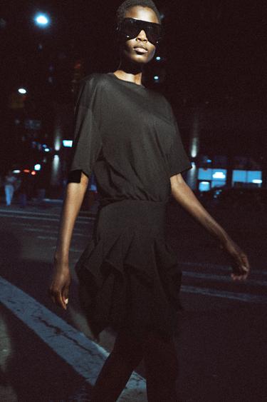 ZW COLLECTION SHORT RUFFLED SKIRT - Black by Zara - Image 1