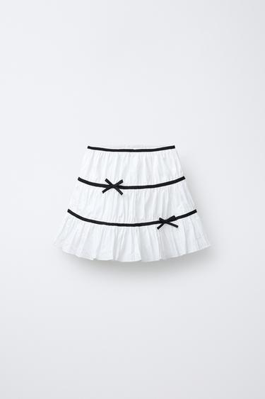 SHORT-SAIA COM LAÇOS E CONTRASTE - Cru da Zara - Imagem 0