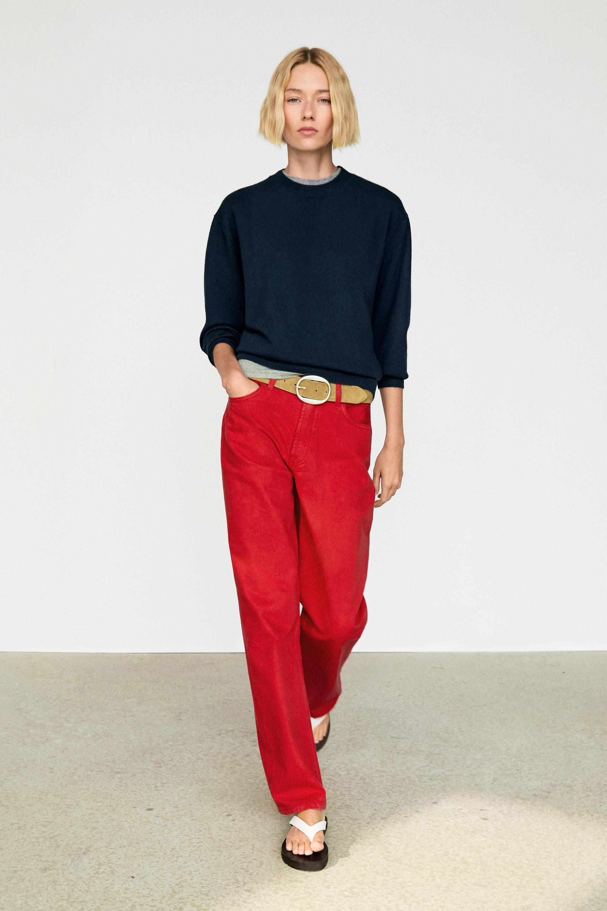 100% cashmere long sleeve sweater — Navy blue