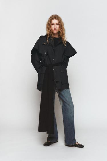 Zara ZW COLLECTION LIMITED EDITION 撞色領風衣 - 藍色