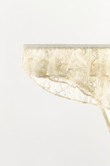 LACE THONG WITH RUFFLES - Ecru by Zara - Image 6