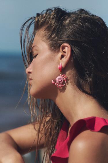Zara CRAB EARRINGS - Pink