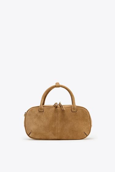 MINI BOLSO SERRAJE DOBLE ASA - ARENA/MARRÓN de Zara