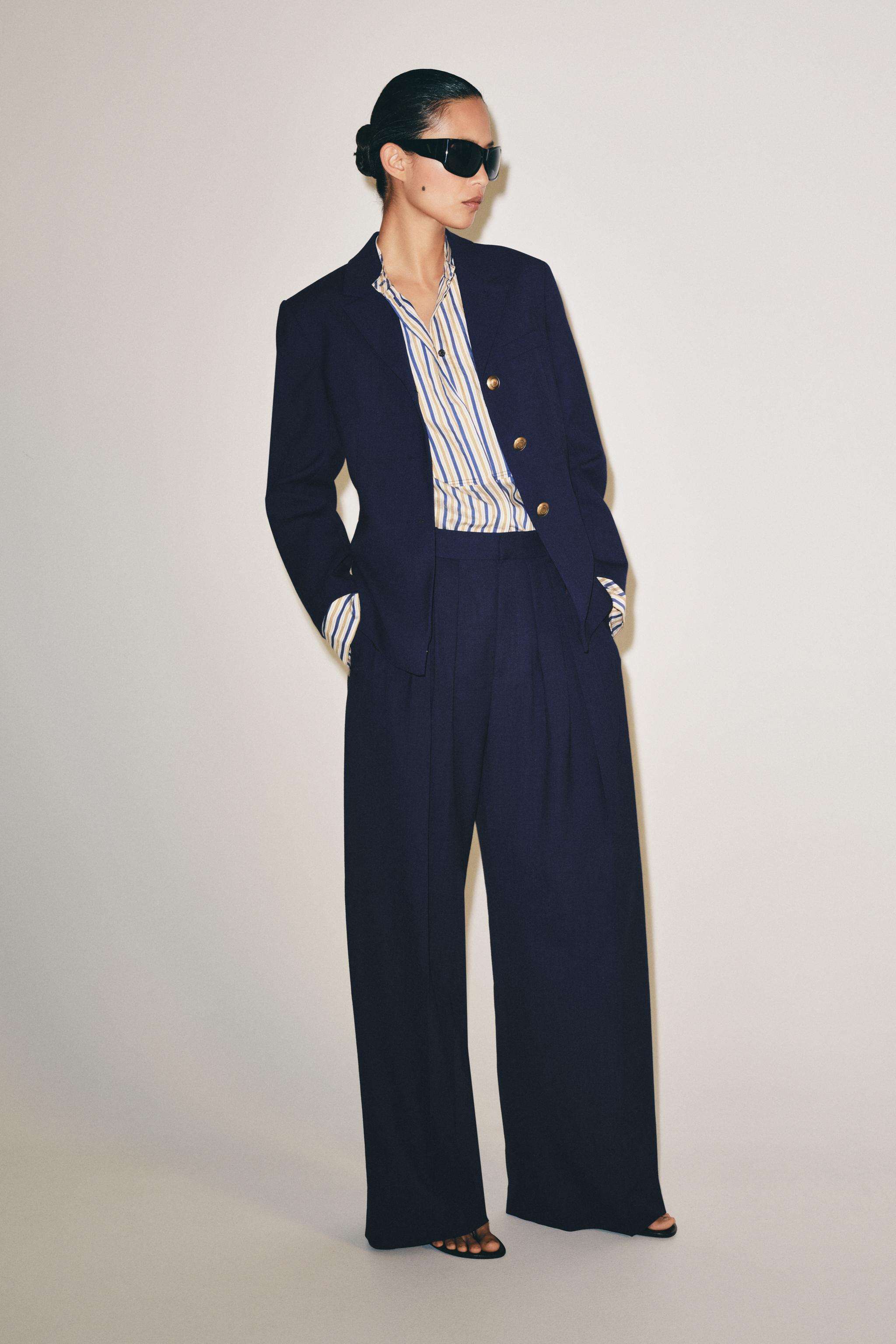Женские брюки Zara ZW COLLECTION WIDE-LEG PLEATED TROUSERS — фото 4