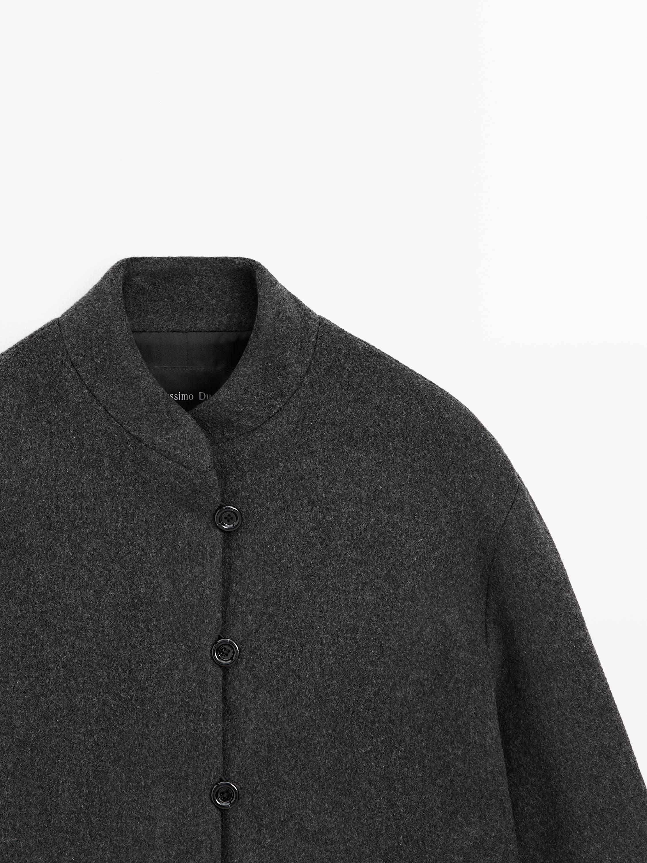 Wool blend jacket with collar detail