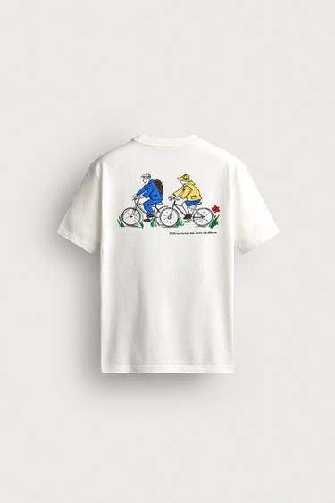 レギュラーフィット プリントTシャツオフホワイトZaraのレギュラーフィット プリントTシャツ - オフホワイト 