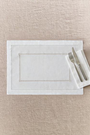 HEMSTITCHED LINEN PLACEMAT - Білий Zara