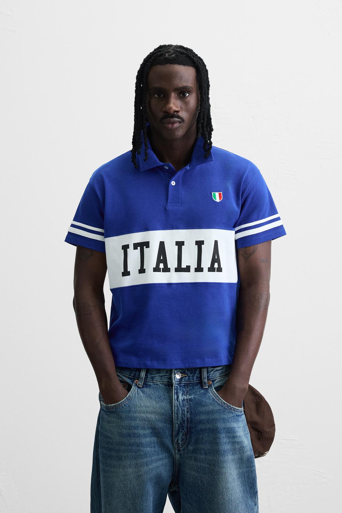 COLOR BLOCK FLAG POLO SHIRT