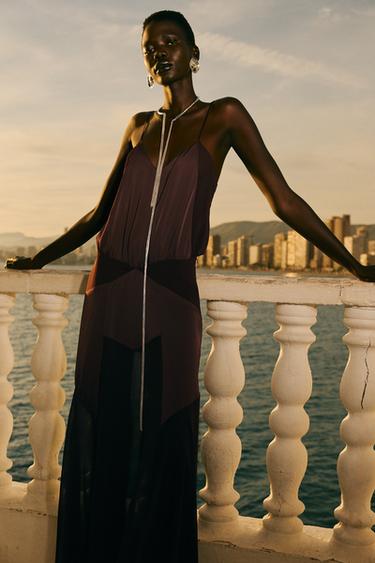 LONG COMBINED DRESS - Burgundy by Zara