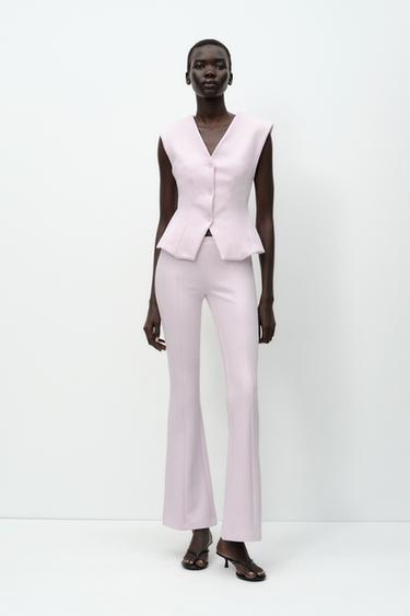 بنطلون INTERLOCK FLARE - وردي الخاص بـ Zara