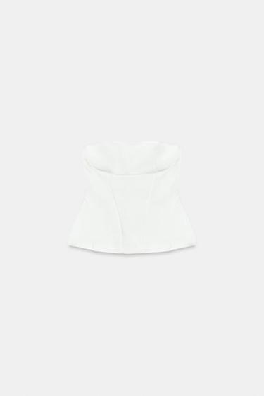 PEPLUM BANDEAU TOP - Oyster-white by Zara - Image 8