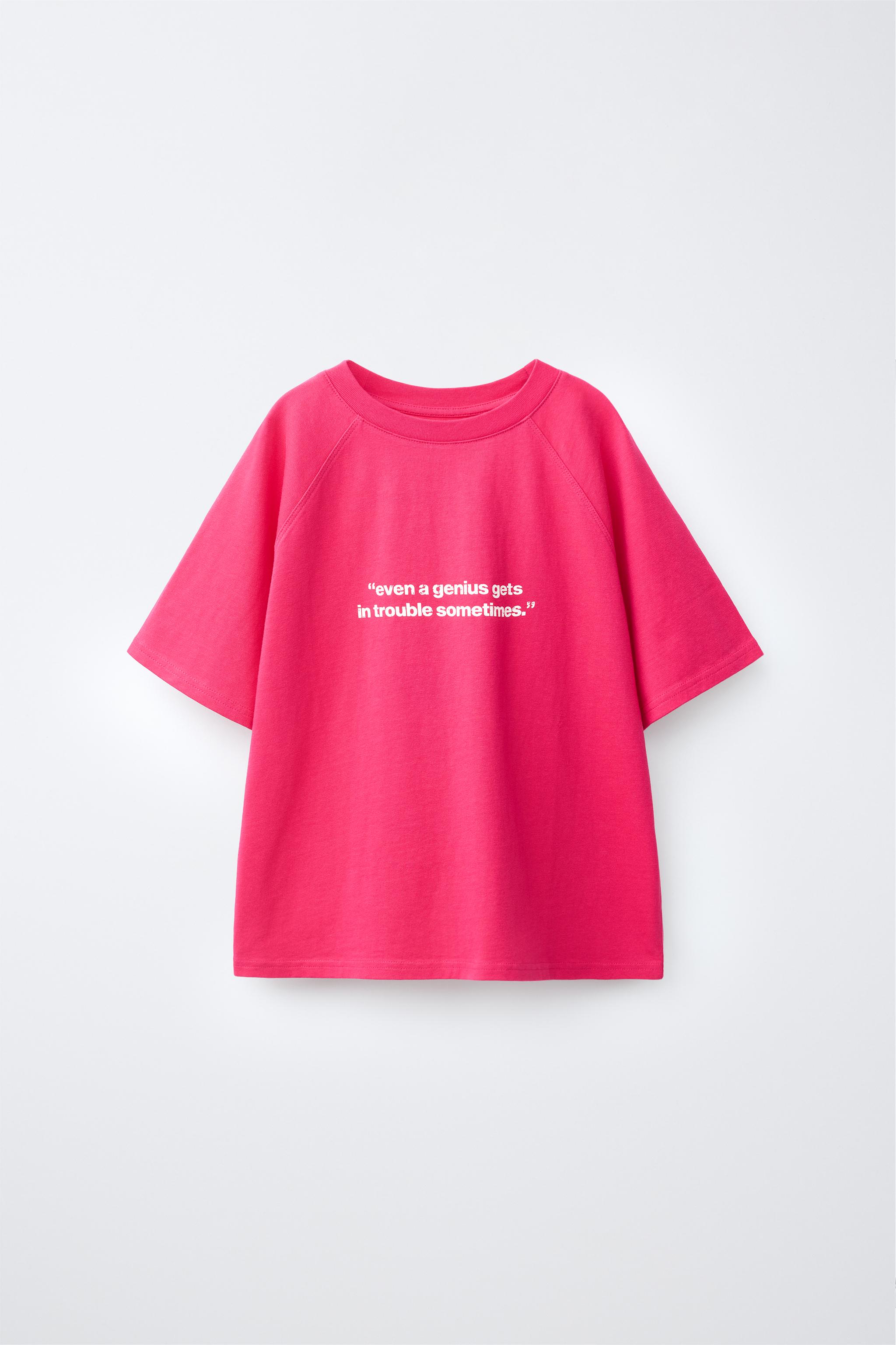 TEXT PRINT T-SHIRT — Fuchsia