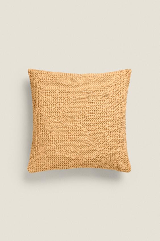WAFFLEKNIT THROW PILLOW COVER Mustard ZARA United States