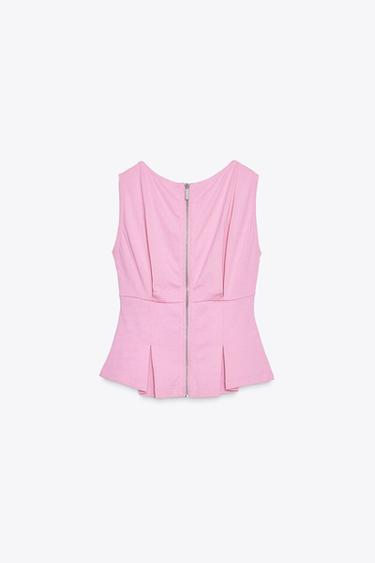 PLEATED ZIP T-SHIRT - Pink by Zara - Image 6
