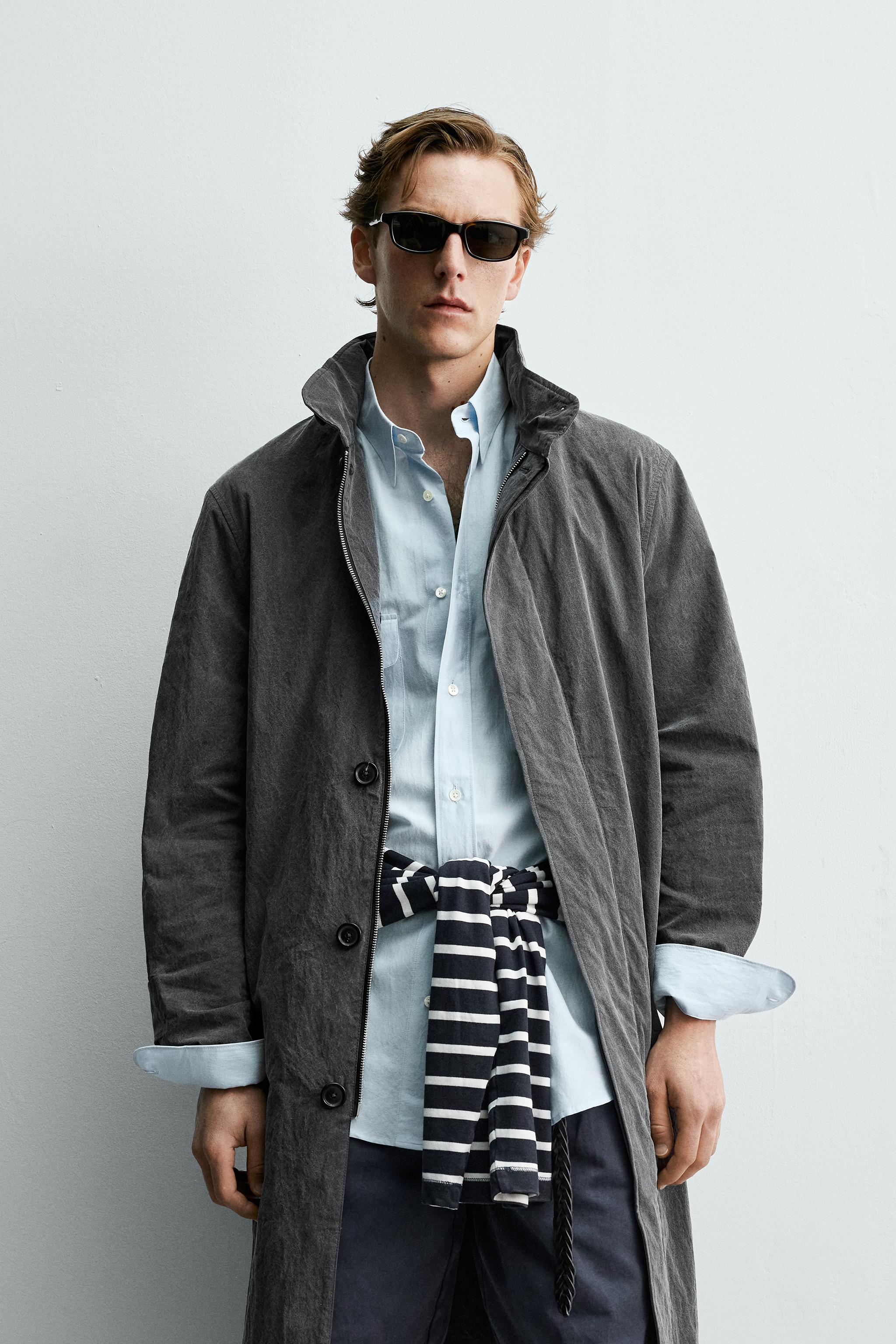 AARON LEVINE X ZARA LIGHTWEIGHT WASHED EFFECT TRENCH COAT - Gray