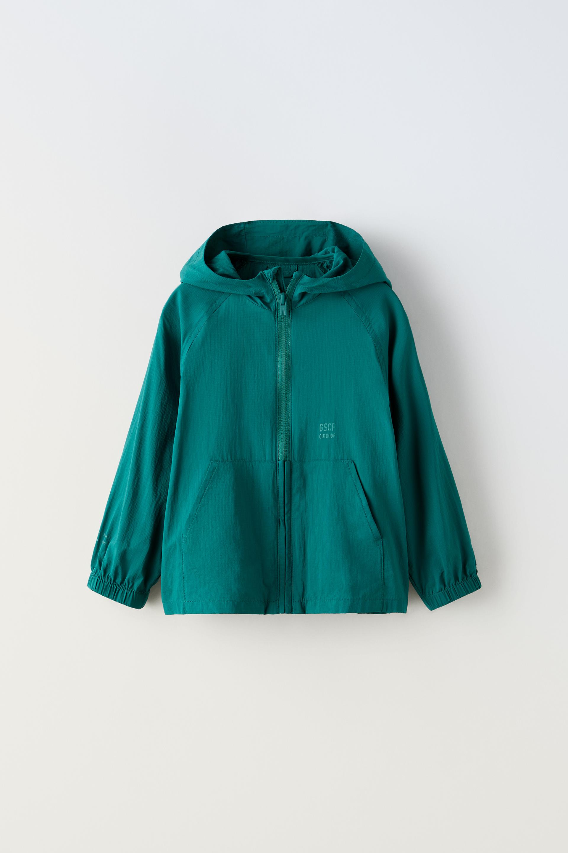 CONTRASTING WATER REPELLENT RAIN COAT - Ecru