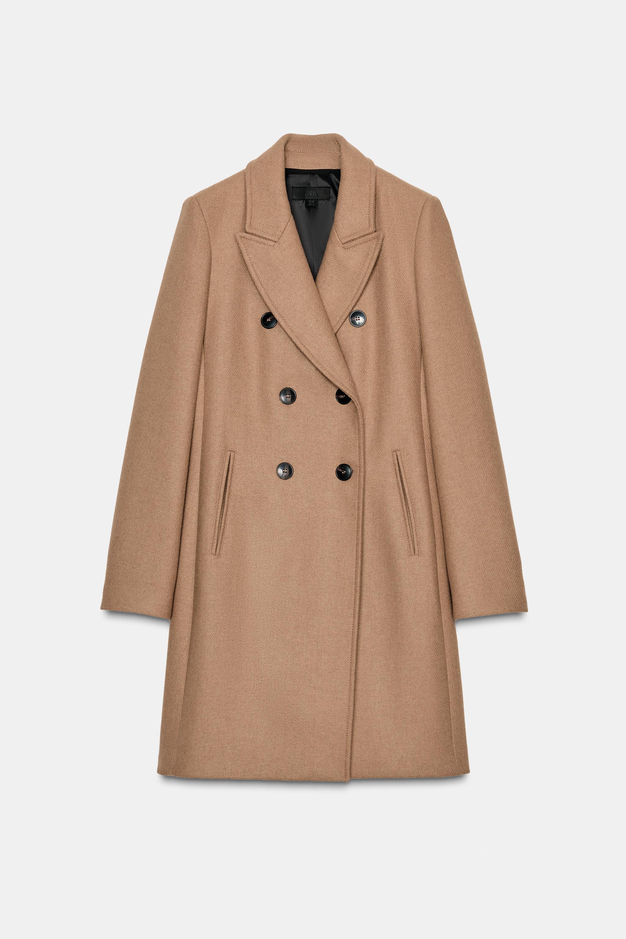 DOUBLE-BREASTED COAT WITH SHOULDER PADS - camel | ZARA South Africa