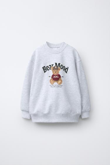 MOLETOM COM ESTAMPA DE URSO - Cinza-vigoré da Zara - Imagem 0