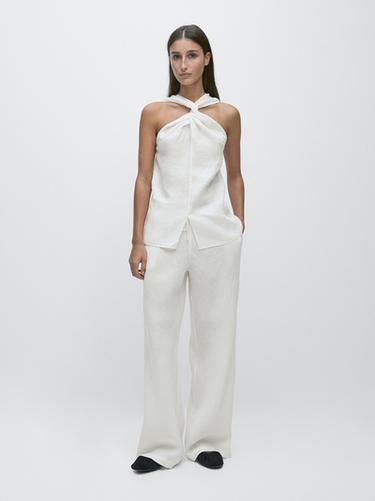 Top cache-cœur 100 % lin - Blanc de Zara