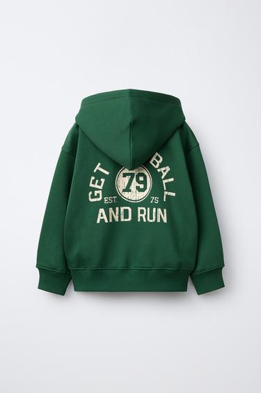 SWEAT À CAPUCHE JOGGING LETTRE - VERT de Zara - Image 1