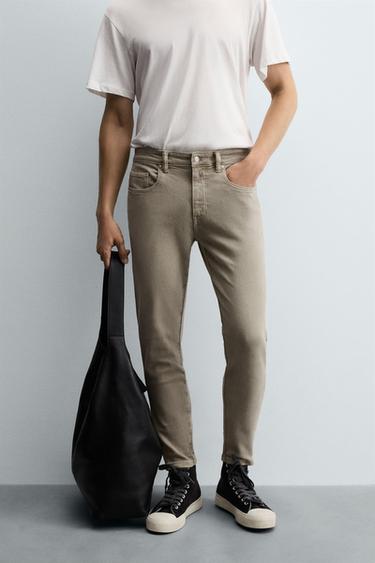 JEANS SKINNY CROPPED FIT - Beige de Zara