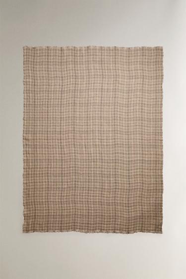 MANTA LINO CUADROS - rayas de Zara - Imagen 0