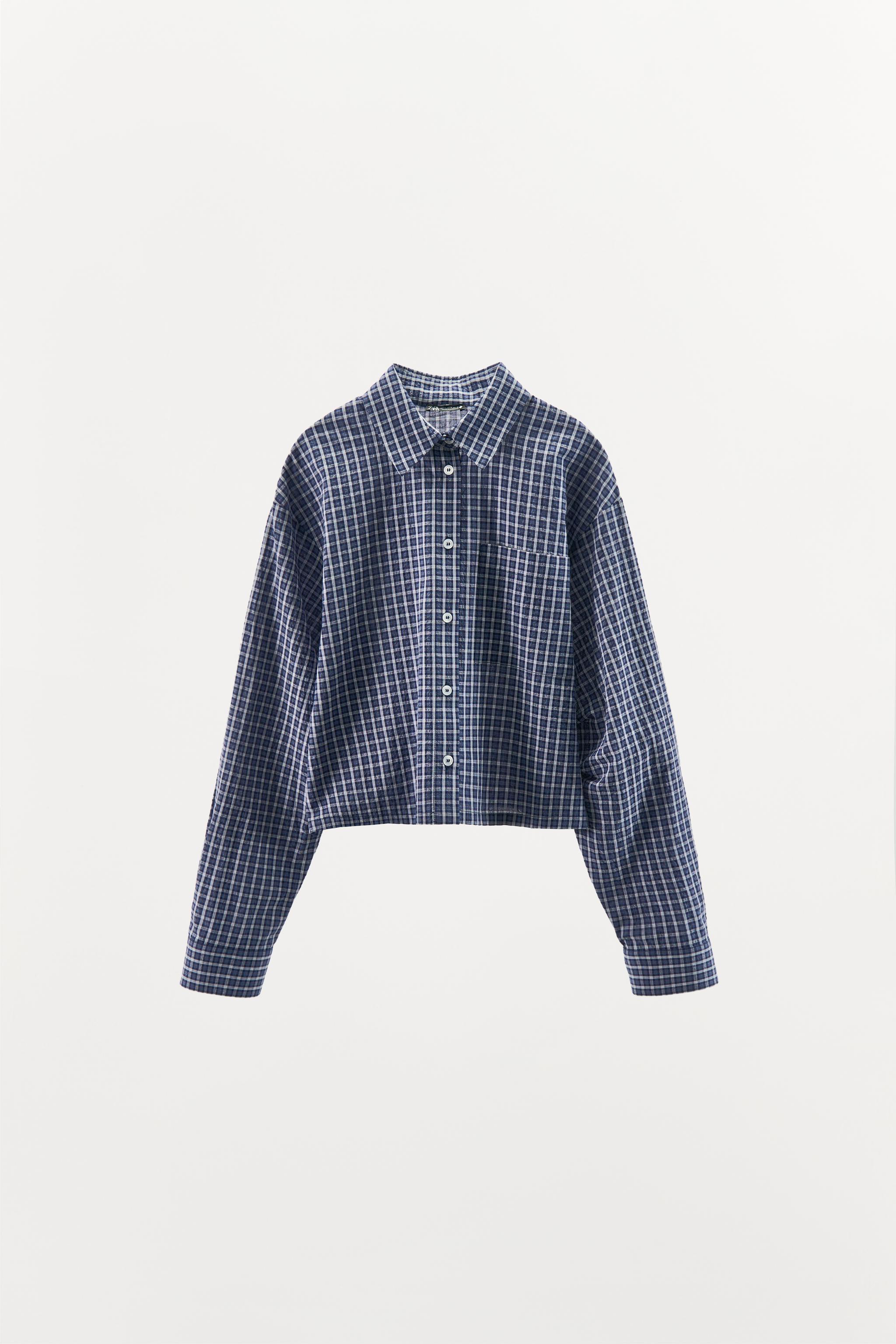 PLAID PAJAMA SHIRT - Electric blue | ZARA United States