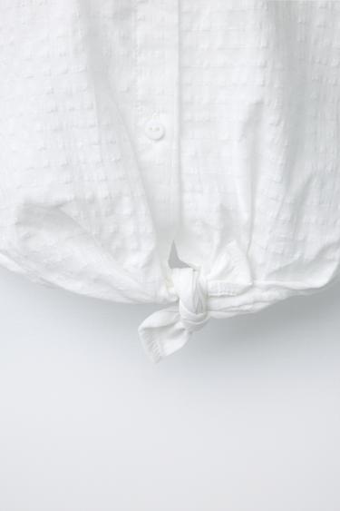 CHEMISE À NŒUD ET PIÈCE CŒUR - Blanc cassé de Zara - Image 3
