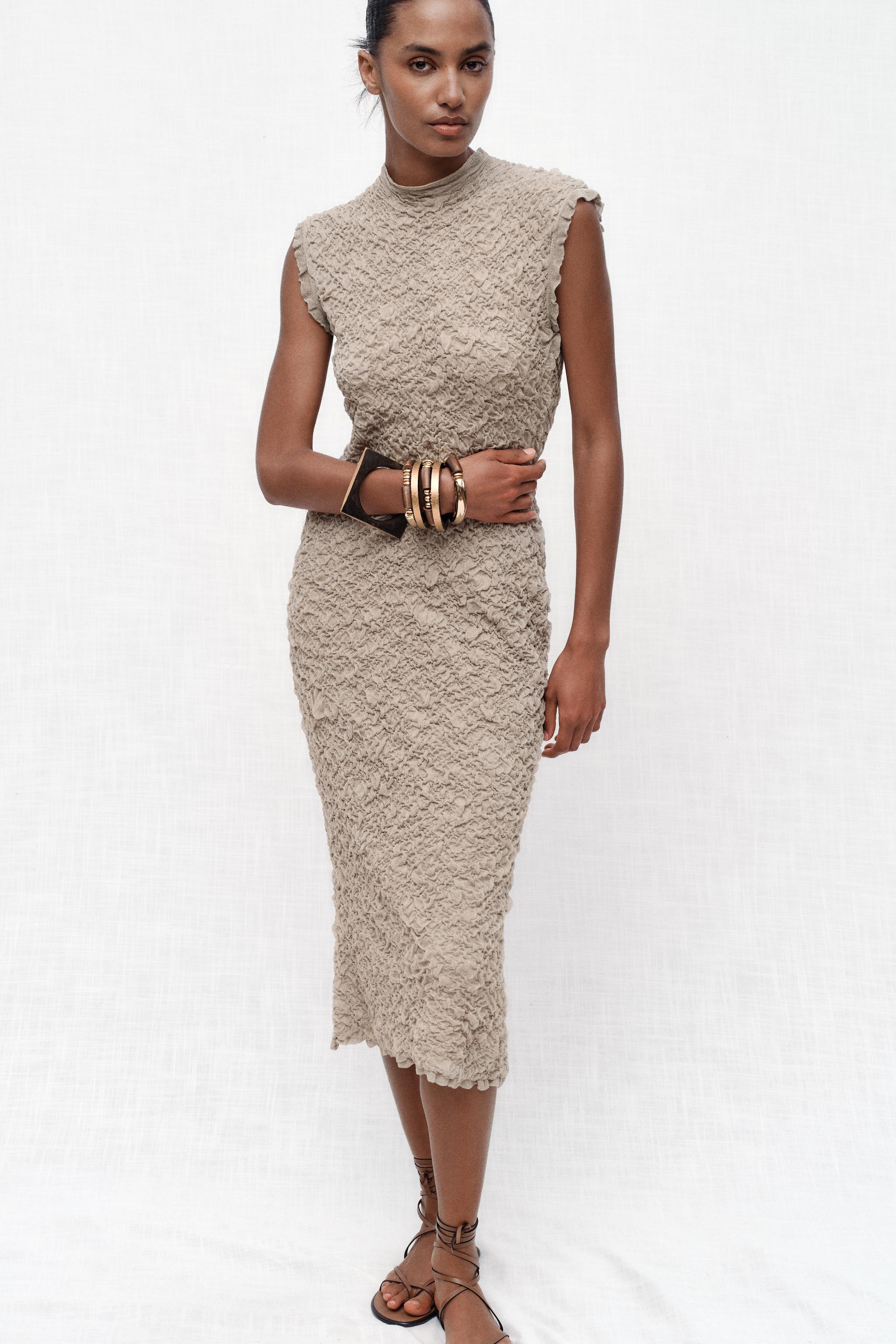 TEXTURED KNIT DRESS - Stone | ZARA United States