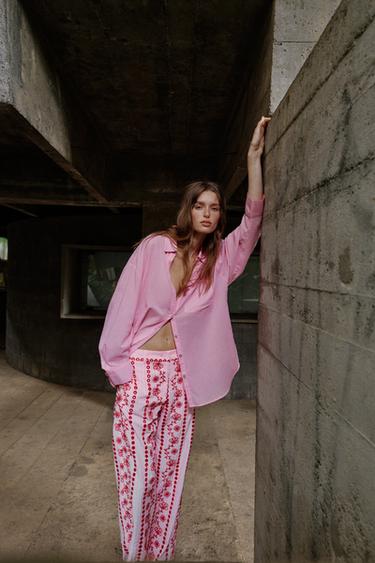 PANTALON BRODERIES AJOURÉES - Rose de Zara - Image 2