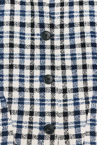 VESTE À CARREAUX ZW COLLECTION - Écru / Bleu de Zara - Image 8