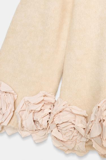 KNIT JUMPER WITH COMBINED FLORAL STRUCTURE - Beige-pink by Zara - Image 7
