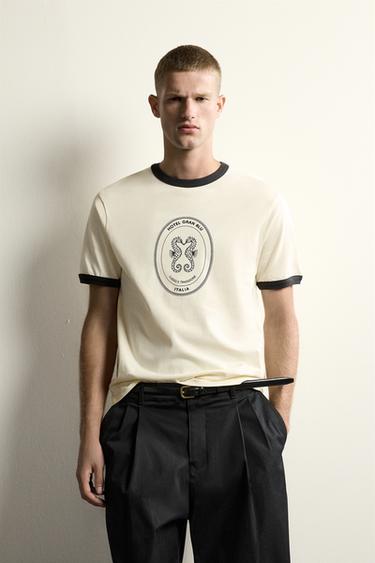 CAMISETA RIB CONTRASTE BÁSICA - Crudo de Zara