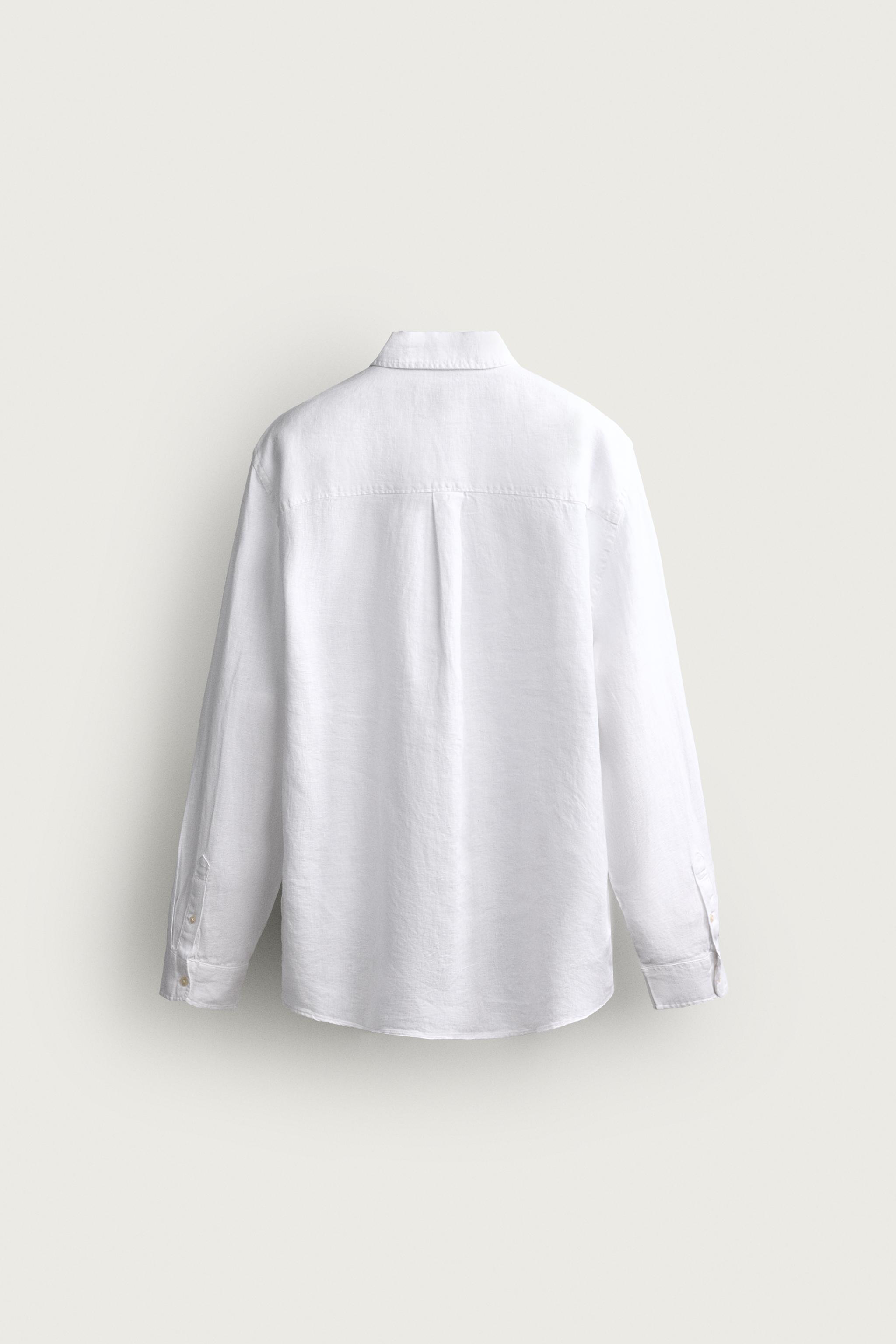 Zara %100 KETEN REGULAR FIT GÖMLEK görsel 8