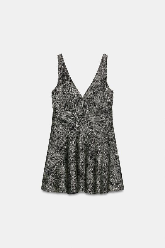 PRINTED MINI DRESS - Black / Ecru | ZARA Australia