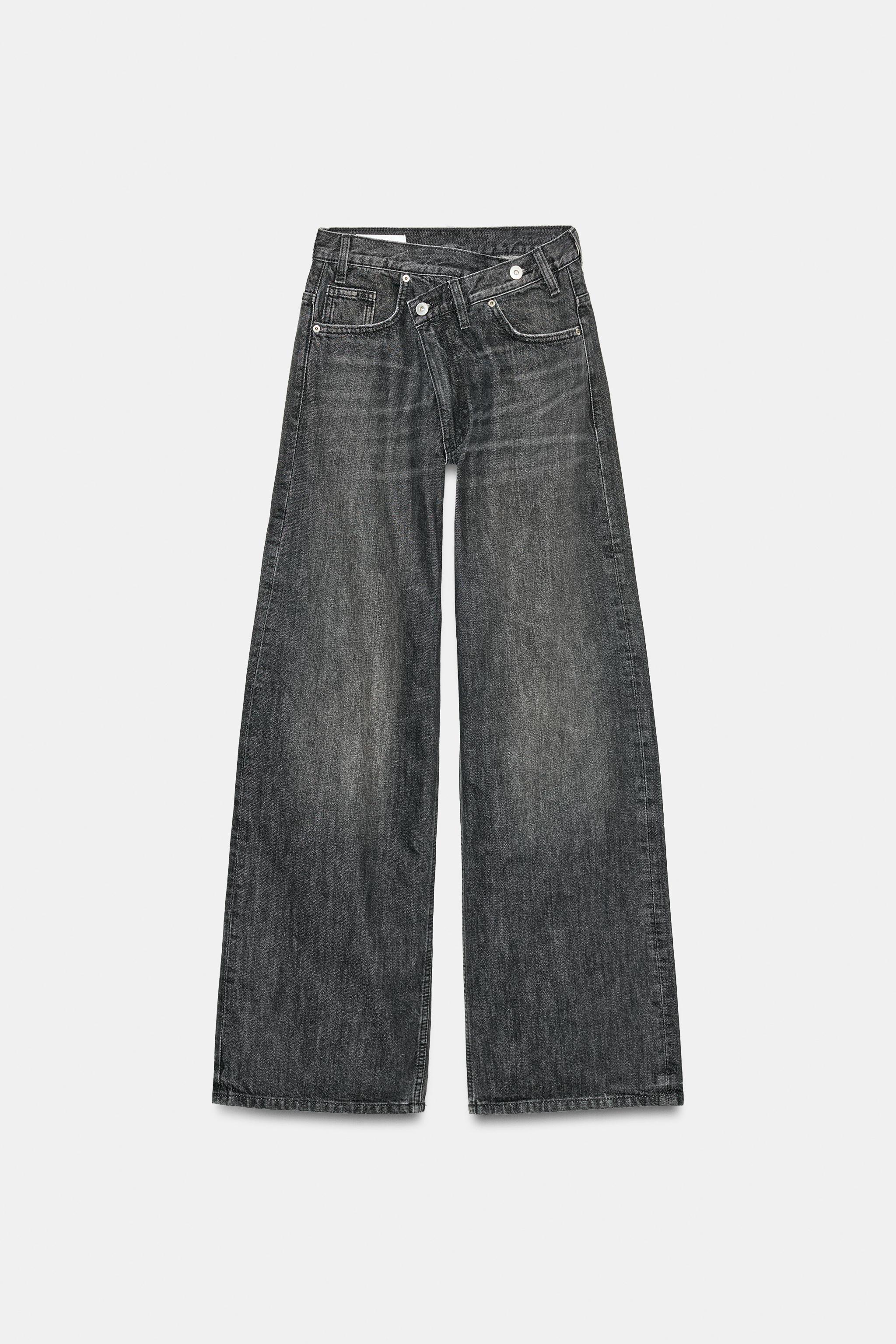 TRF HIGH-WAIST CROSSOVER WAIST WIDE LEG JEANS