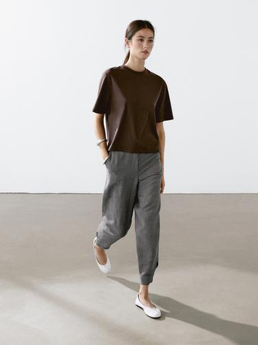 Pantalon balloon boutons - Bleu / Indigo de Zara