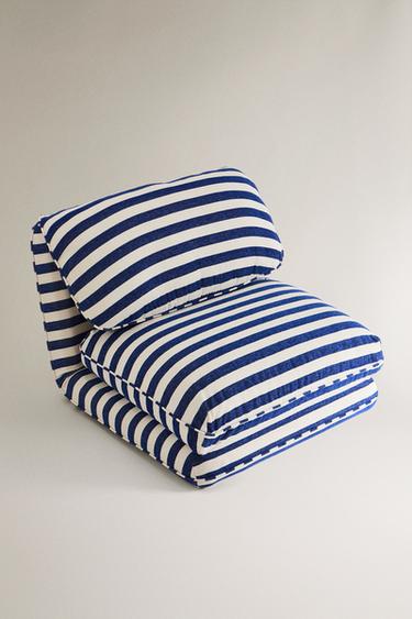 STRIPED INDIVIDUAL FOLDING ARMCHAIR - Ecru / Blue by Zara - Image 1