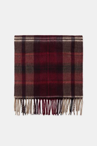 JACQUARD CHECK SCARF - GARNET by Zara